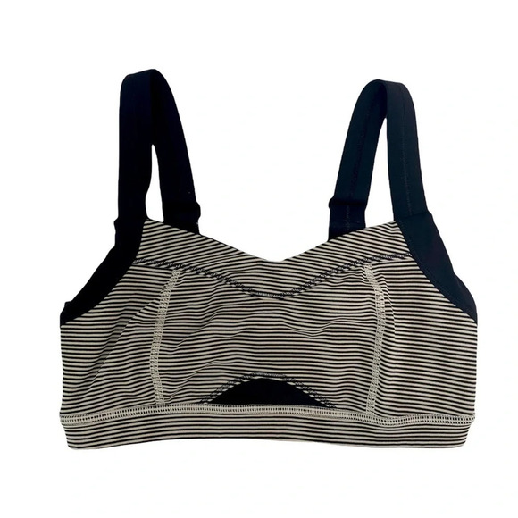 Lululemon Run Engage Bra Tonka Stripe Cashew/Black Wide Straps Athletic Size 4 - Picture 5 of 9